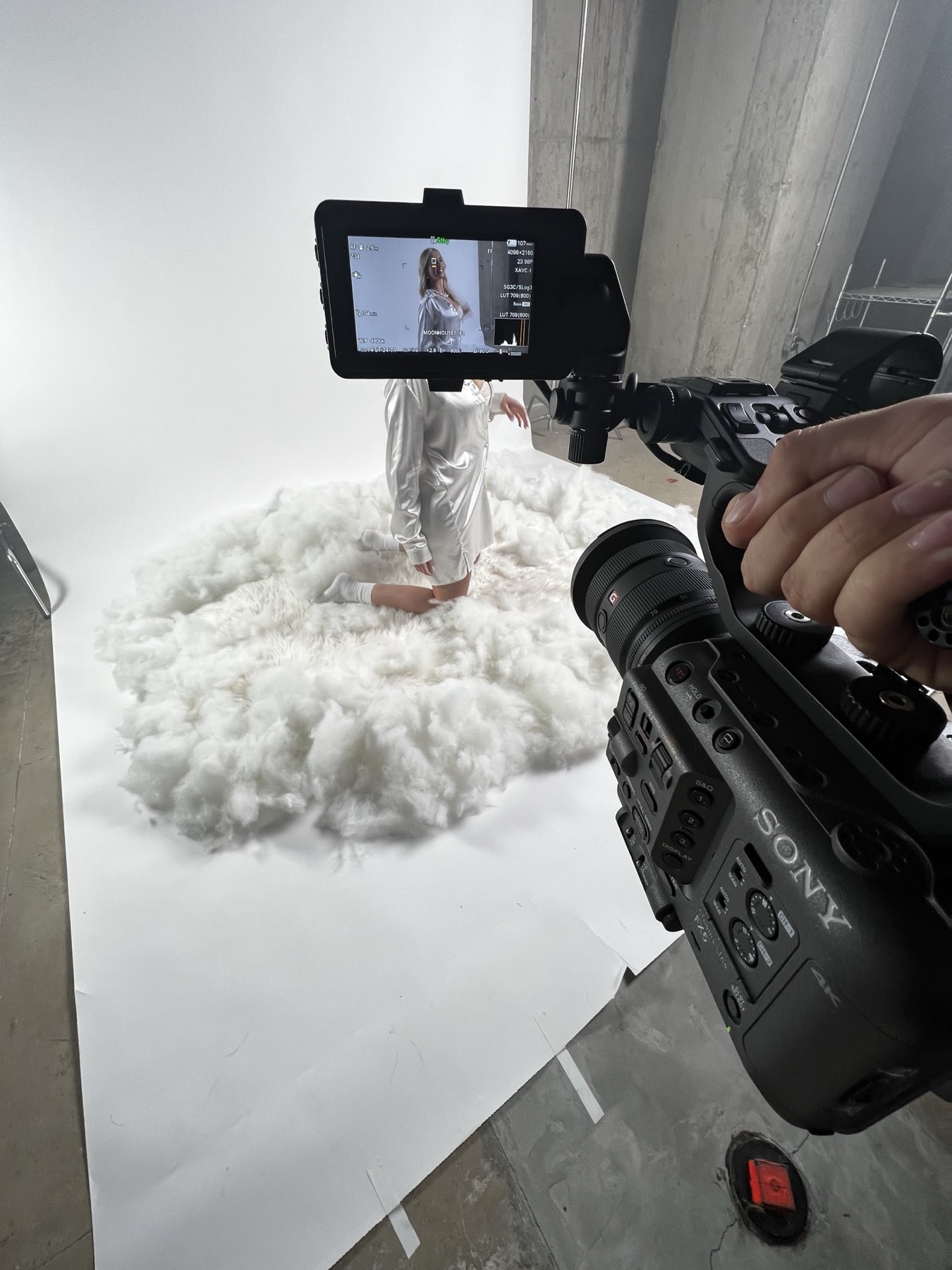 Sony FX camera on an editorial fashion set